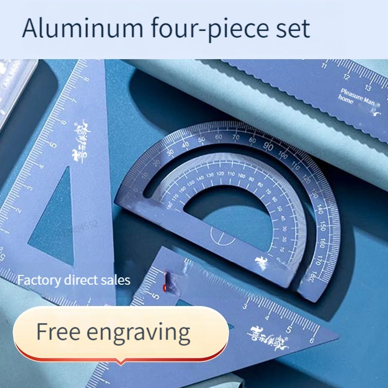 Aluminum Alloy Ruler Stationery Set Multifunctional Combination Ruler Triangle Protractor for Drawing ruler set