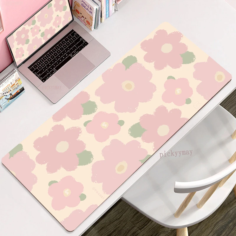 Grande Flower Locking Edge Mouse Pad Bonito Computador Mousepad Gamer Mat Tapetes de Mesa Grande Teclado 100x50cm