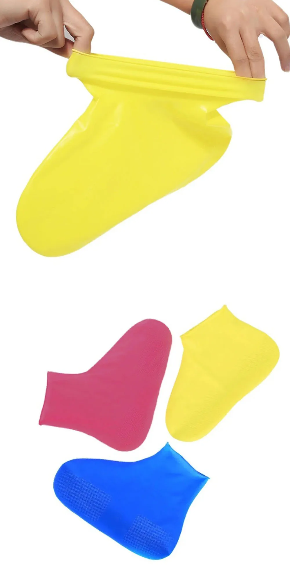 1 Paar wasserdichte Silikon-Überschuhe für Regentage, wiederverwendbar, rutschfest, für Erwachsene_voghion.com