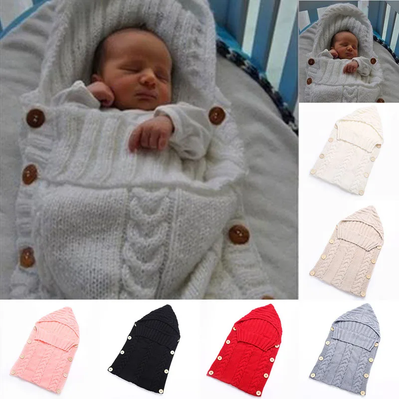 

Knitted Swaddle Blanket Winter Stroller Sleeping Blanket for Baby Blanket Towel Infants Unisex Shower Gift