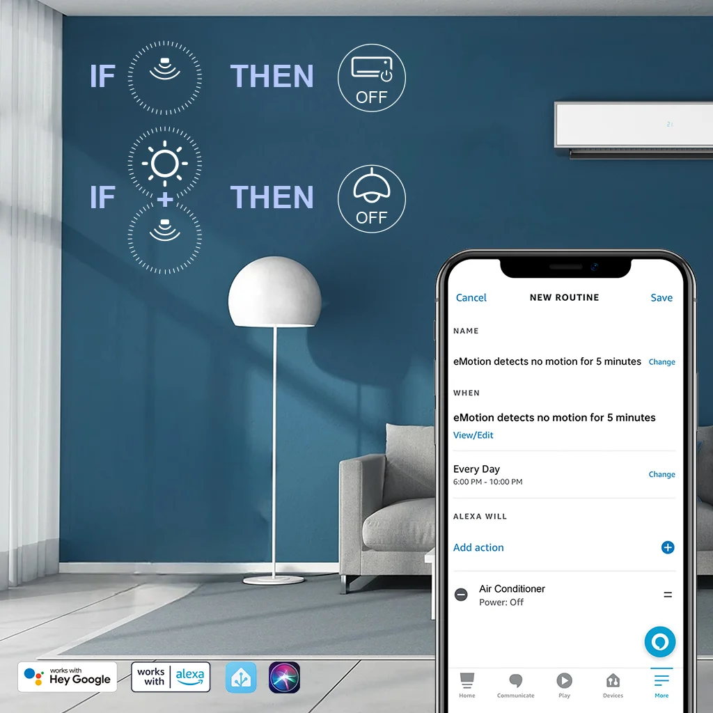 LinknLink eMotion Ultra 60GHz mmWave Radar WiFi Smart Presence Sensor,IR,Brightn