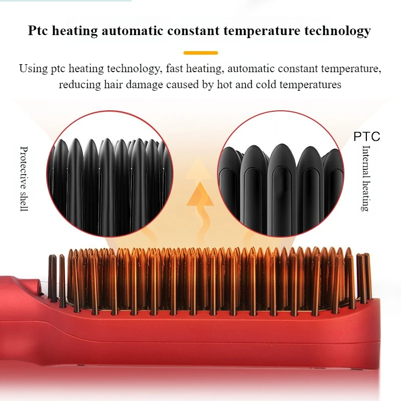 Pritech Hair Straightener Professional Quick Heated Negative Ion Electric Hot Comb Personal Care Multifunctional Hairstyle Brush 2