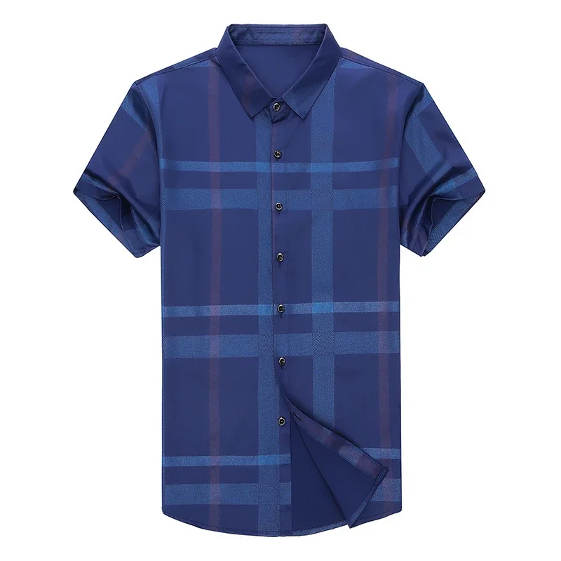 New Men's Business Casual Short Sleeved Printed Shirt with Wrinkle Resistance No Ironing Comfortable All Season Versatile Top 5