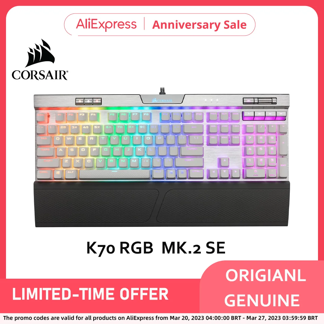 Corsair-K70 RGB MK.2 SE 기계식 RAPIDFIRE 게임용 키보드, USB 패스 스루 및 미디어 컨트롤-PBT 더블 샷 키캡