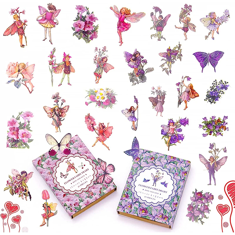 90PcsFairyStickersforScrapbookTransparentFlowerFairyPatchfor
