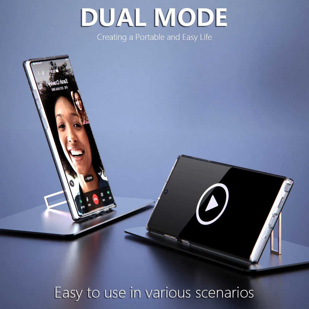 Luxury Transparent Holder Stand Shockproof Clear Soft Back Cover Case