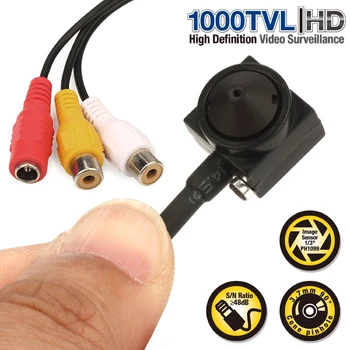 Uvusee CCTV 1/3 소니 CCD 1000TVL 3.7mm 광각 HD 미니 보안 감시 카메라, 오디오 마이크 포함