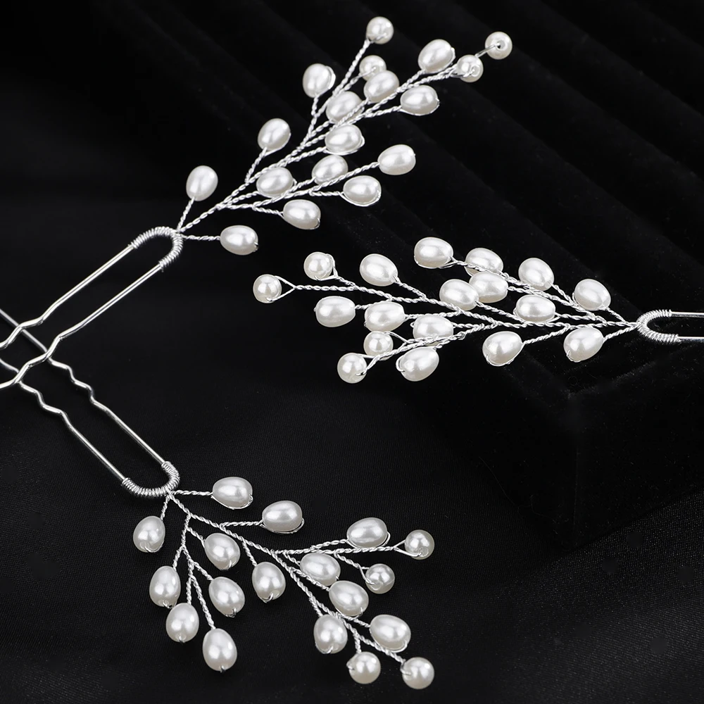 Silver Pearl Bridal Hairpins Gold Women Wedding Hair Accessories Jewelry Chic Handmade Headpiece Tiaras Bride Hair Ornaments hair accessories bridal hair accessories