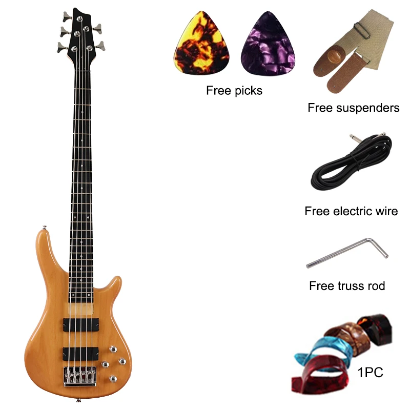 Buiten karton bon 5 Snarige Elektrische Basgitaar 43 Inch Natuurlijke Effen Okoume Hout Body  Hoogglans Afwerking Basgitaar Actieve Gitaar - AliExpress sport &  Entertainment