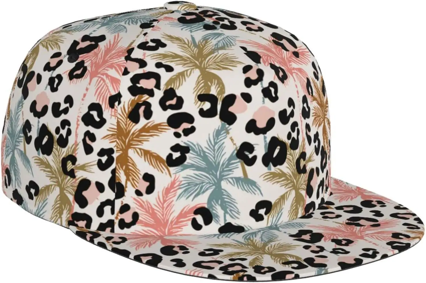 Tropical Leaves Snapback Hat Hip Hop Style Cool Flat Bill Hats Adjustable Baseball Cap Trucker Hat