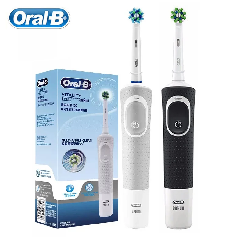 

Oral B Vitality Electric Toothbrush 2D Rotary CrossAction Clean Teeth 2 Min Smart Timer IPX7 Waterproof Tooth Brush Rechargeable