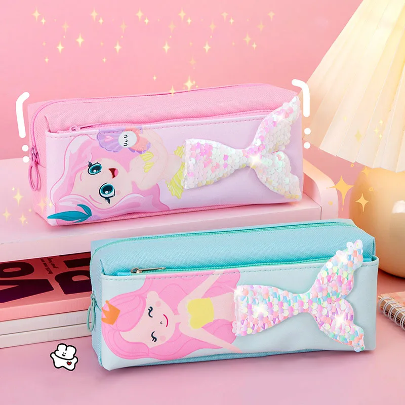 Mermaid Pencil Case Estuche Escolar Pencil case School Supplies Sequins Pencil Pouch Kawaii Stationery Pencil Cases For Girls