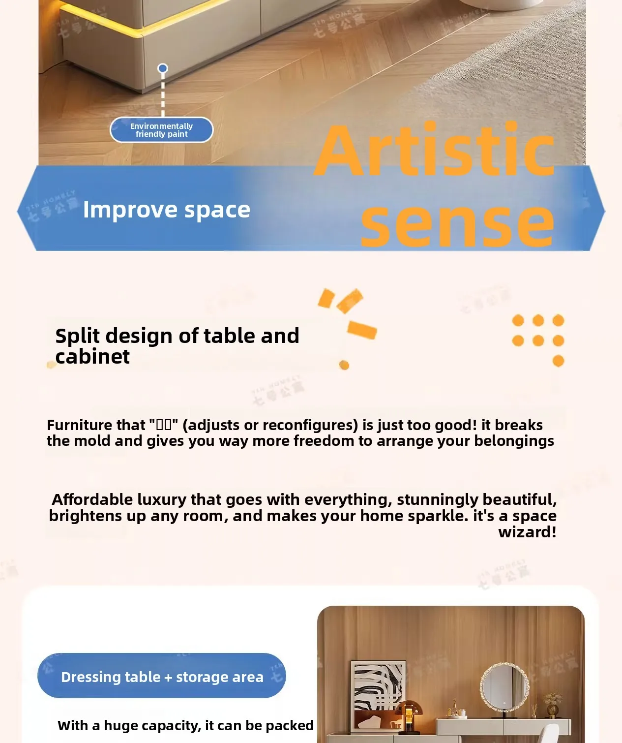 Nordic Solid Wood Dressers Bedroom Modern Dressing Table Drawer Integrated Home Small Apartment Makeup Table with LED Mirror