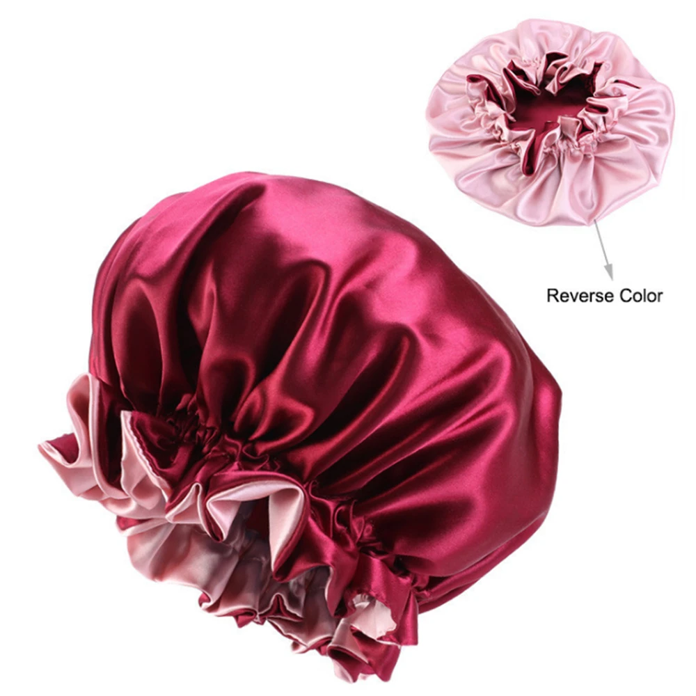 2022 New Muslim Women Night Sleep Cap Satin Elastic Bonnet Hat For Hair Care Head Cover Adjust  Loss 4