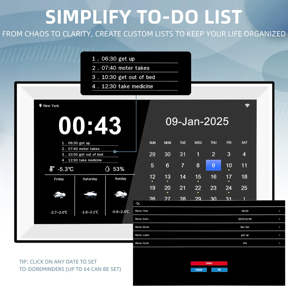 15.6 Inch Digital Calendar&Chore Chart, 1920 * 1080P Full HD Touchscreen Inte