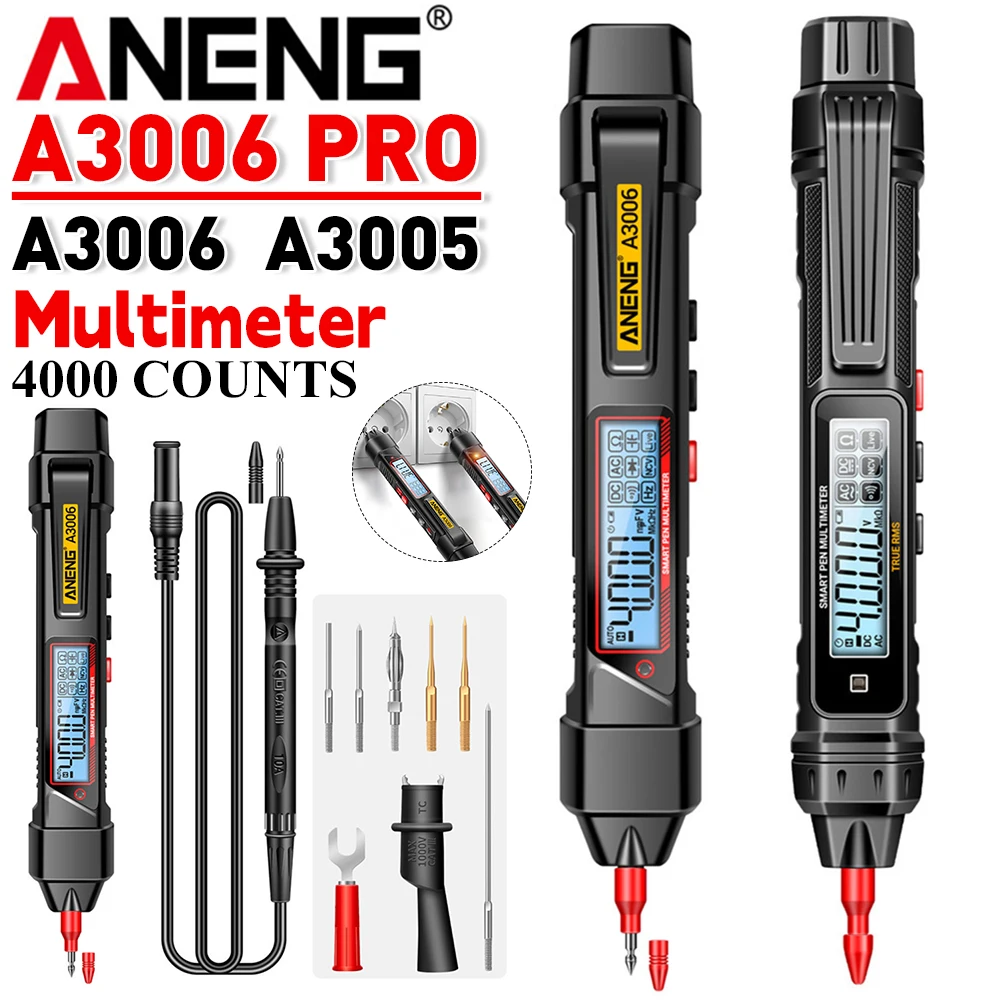 ANENG A3006 A3005 Digital Multimeter 4000 Counts Pen Type Multimetro AC/DC Voltage Tester Auto Range Capacitance Ohm Diode Meter