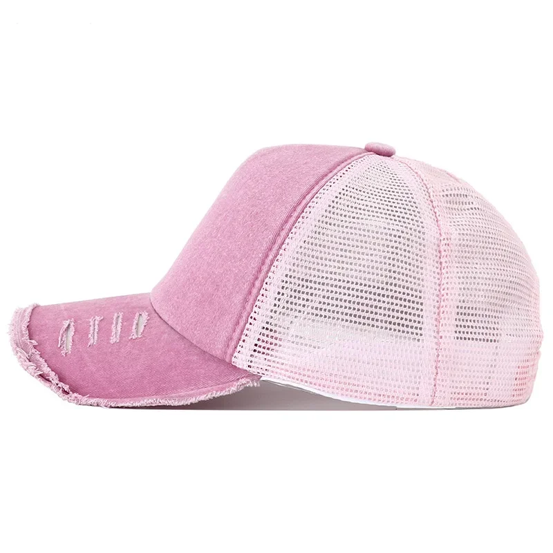 2024 New Summer Women's Black White Pink 5 Panel Baseball Cap with Breathable Mesh Trucker Snapback Hats for Men Women Gorros 3