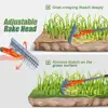 Weeding Steel Thatch Rake with Adjustable Double-Sided Rake Tine Detachable Long Handle Garden Grass Grooming Rake for Lawn 4