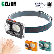 

Motion Sensor LED Headlamp Powerful Camping Headlight USB Rechargeable 18650 Fishing Lantern Zoom Waterproof Warning Light Torch