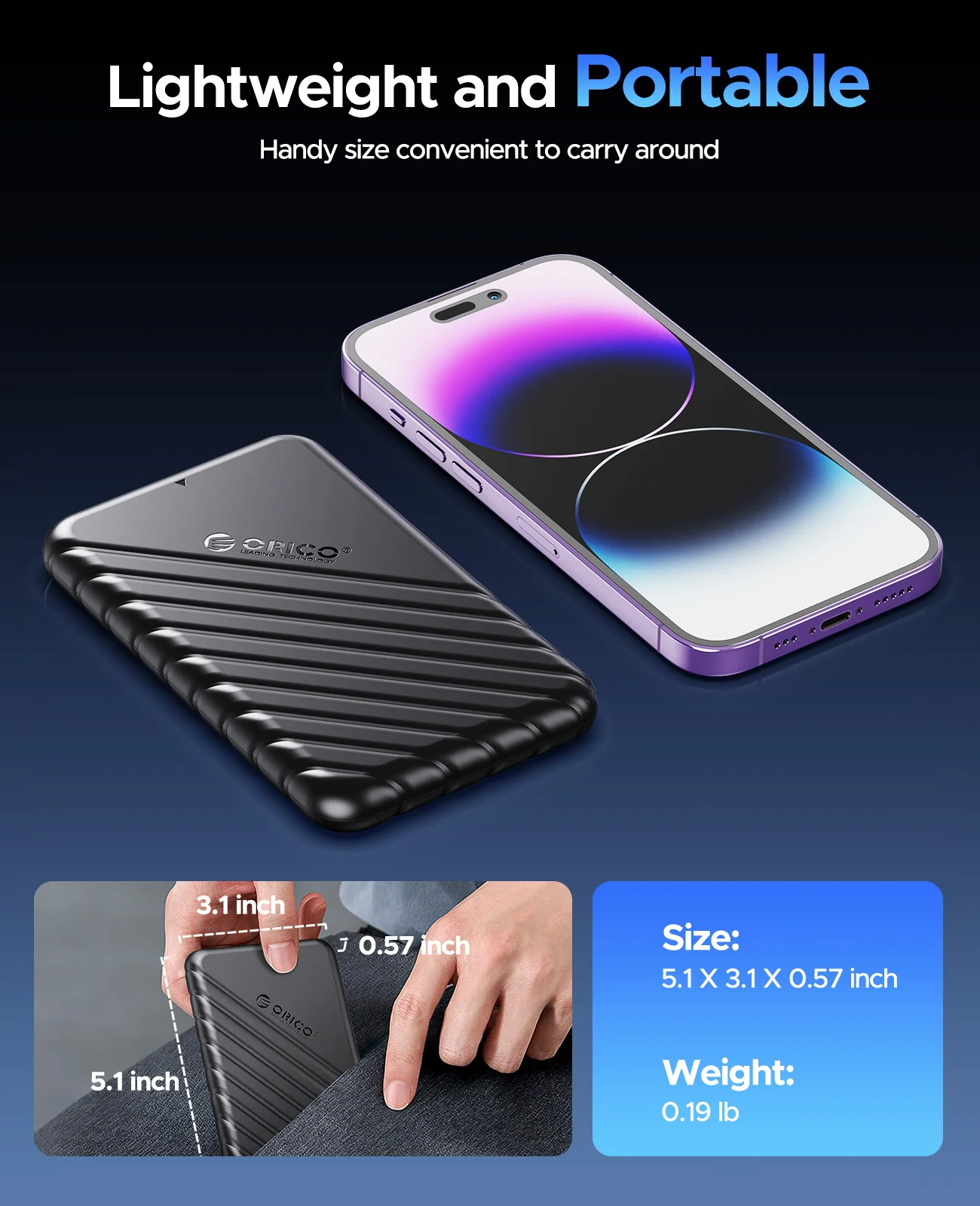 External Hard Drive Case ORICO SATA to USB3.0 2.5 inch Type-C External HDD Case for 7-9.5mm SSD/HDD Support UASP