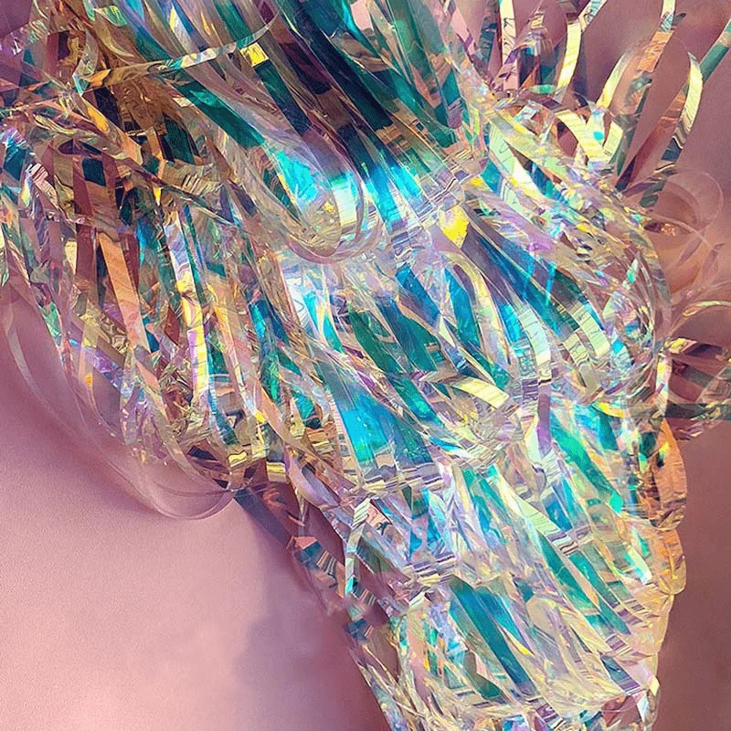 Transparent Colorful Rain Curtain Party Decoration Background 2 * 1M