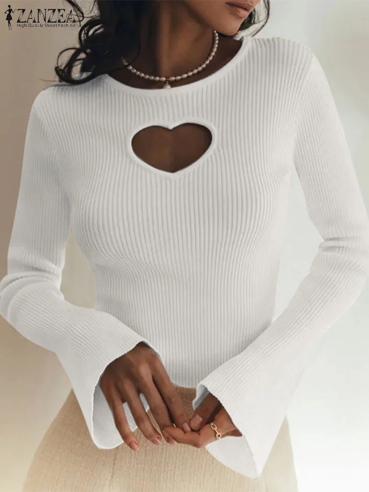 Polyester Elegant Sweaters for Women Hollow Out Pullovers