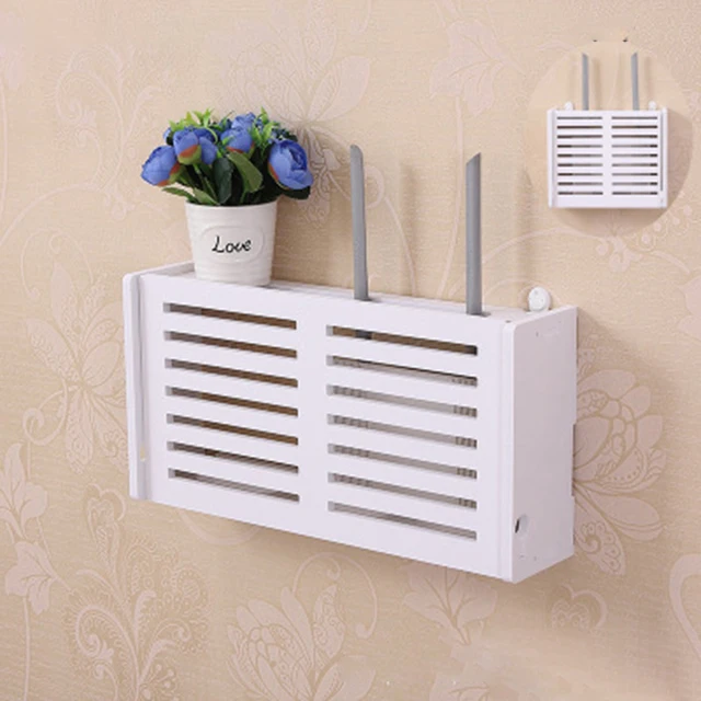  Estante de pared para enrutador WiFi, caja de almacenamiento  decorativa para dormitorio, sala de estar (color B, tamaño: 15.7x7.3x5.9  in) : Hogar y Cocina