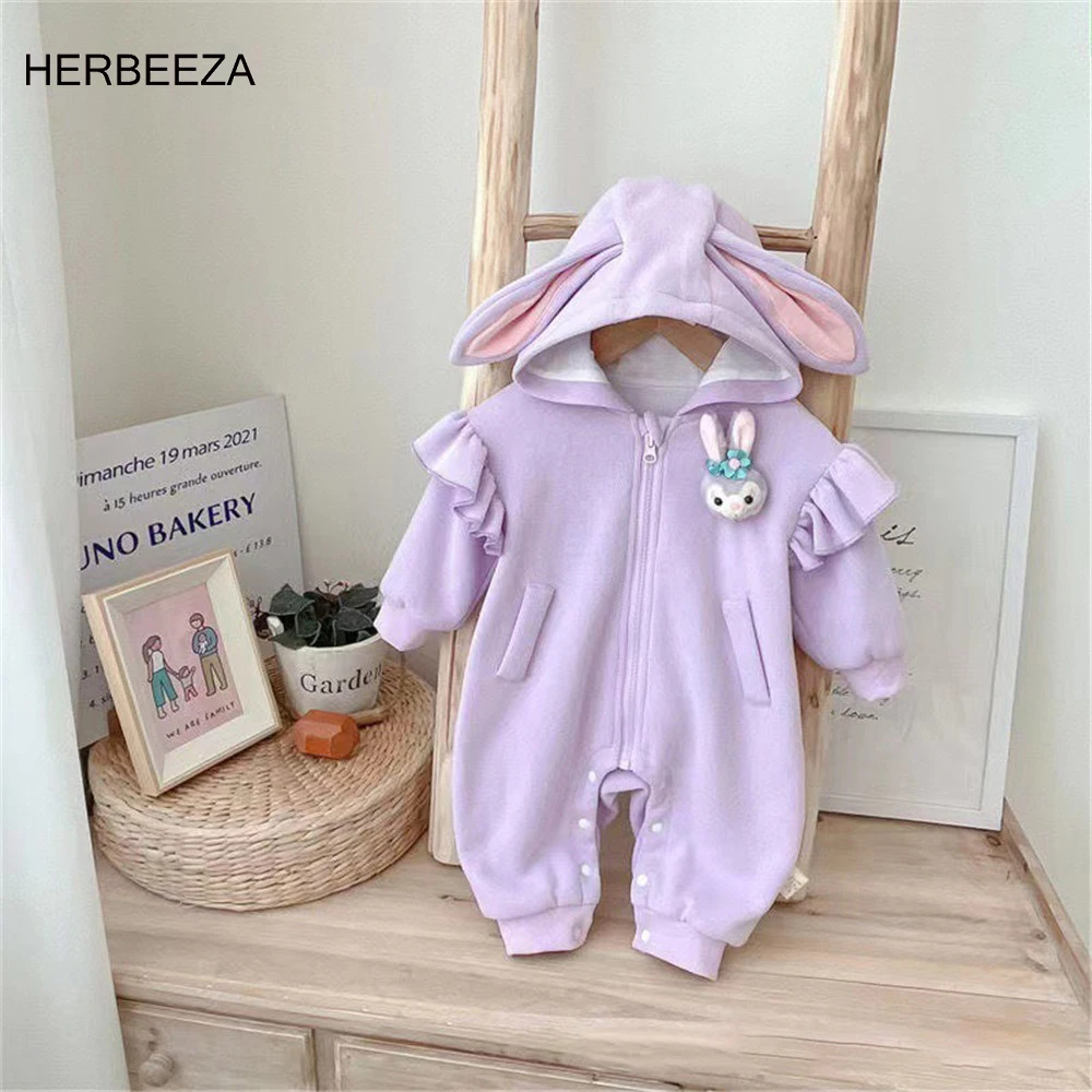 Autumn and Winter Arrival Baby Unisex Long Sleeves Solid Color Knitted Rompers with Hat