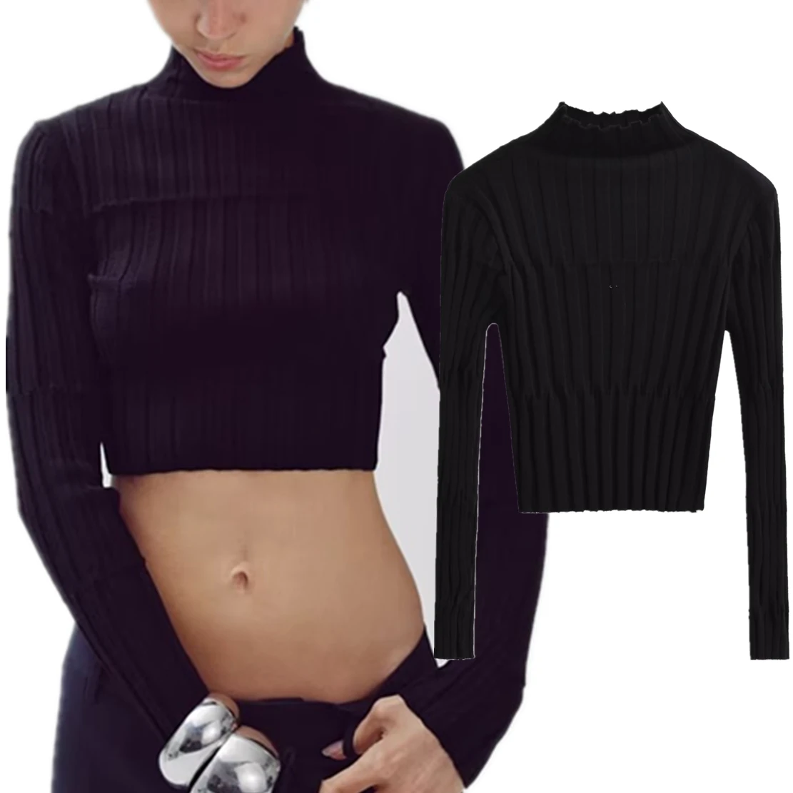 

Maxdutti Autumn Basic Striped T-shirt Women Long Sleeve T-shirt Fashion Ladies Tight Round Neck