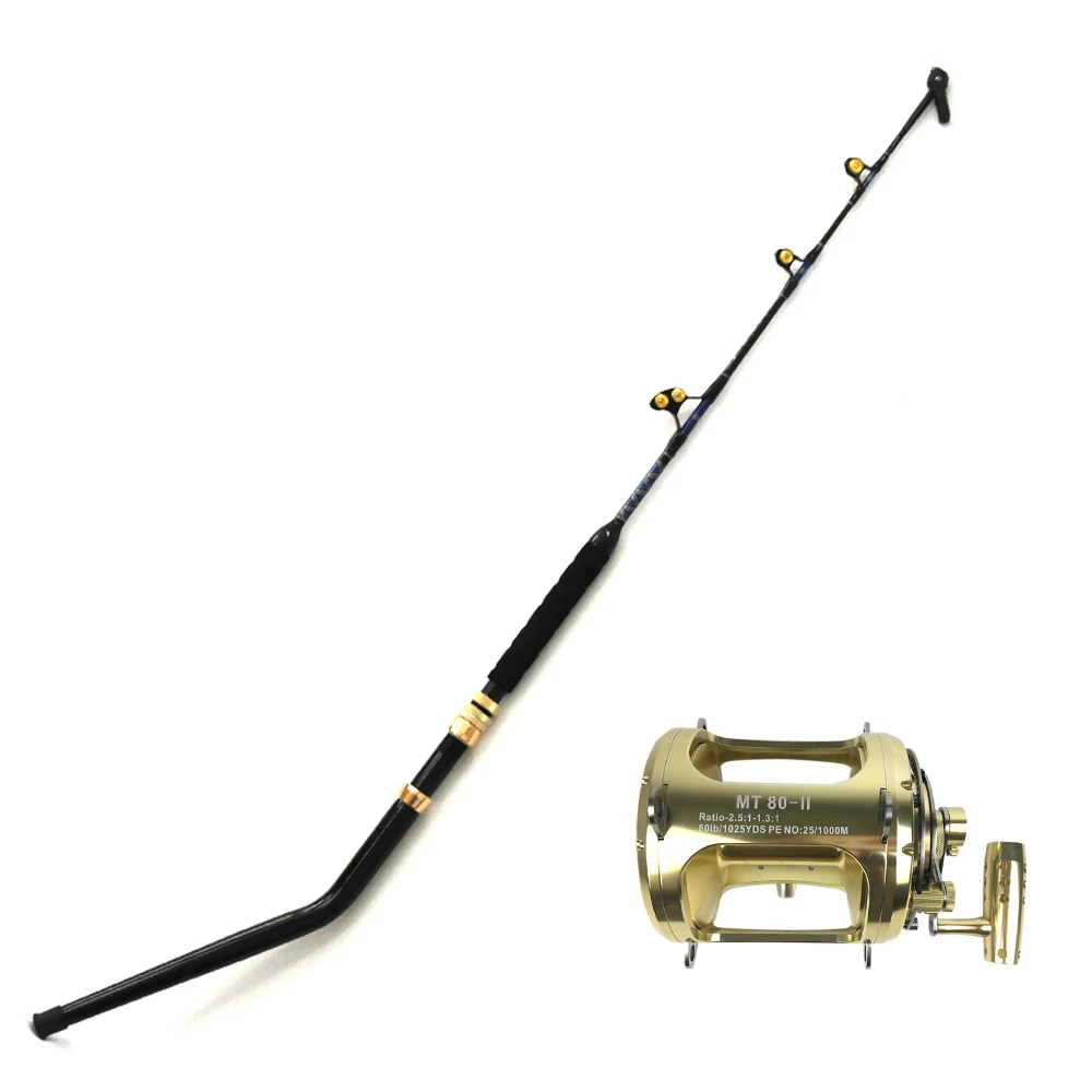 Fiberglass Fishing Rod And Reel Combo 80w Heavy Duty Reels Sea