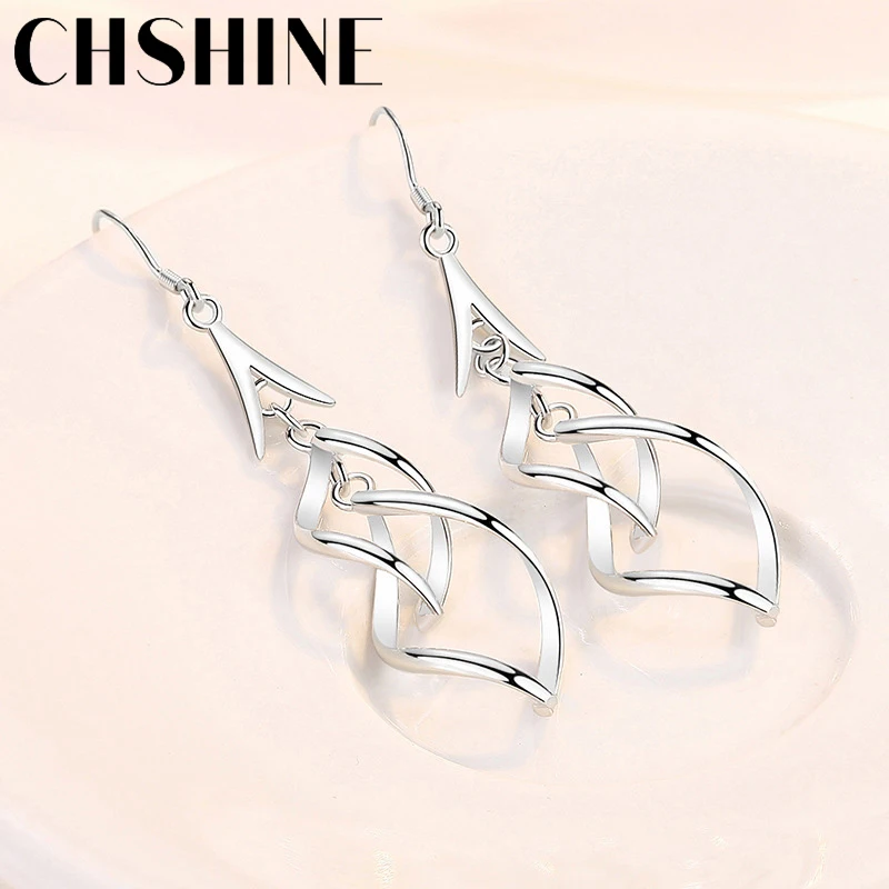 

CHSHINE 925 Sterling Silver Twist Earrings For Women Wedding Party Gift Fashion Jewelry