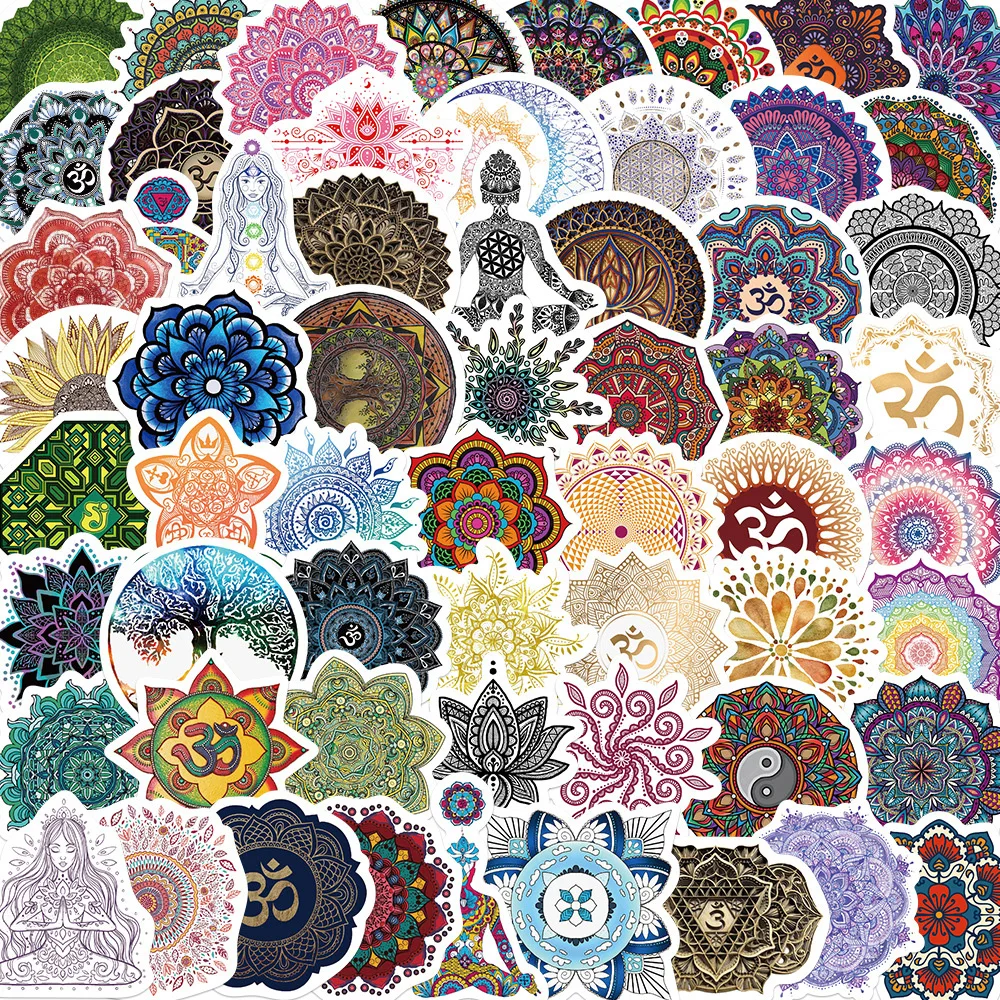 10/30/60pcs Cartoon Mandala Graffiti Stickers Funny Decal Laptop Car Phone Skateboard Luggage Motorcycle Cool Waterproof Sticker pink mandala mouse pad unique design anti slip rubber base mouse pad for desktop computer and laptop mouse pad 9 5x7 9 inch