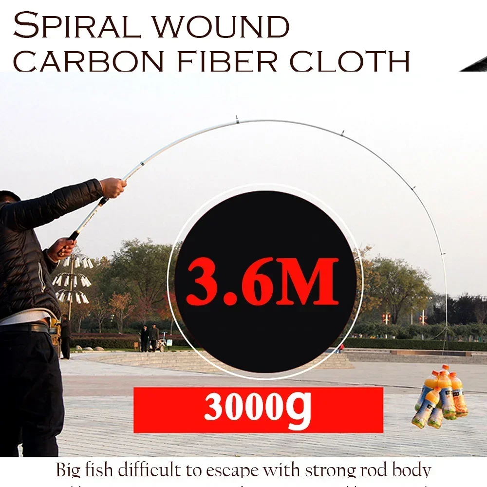 Fishing rod 2.1M-3.6M Carp Fishing Rod Feeder Hard FRP Carbon Fiber Telescopic Fishing Rod Pole