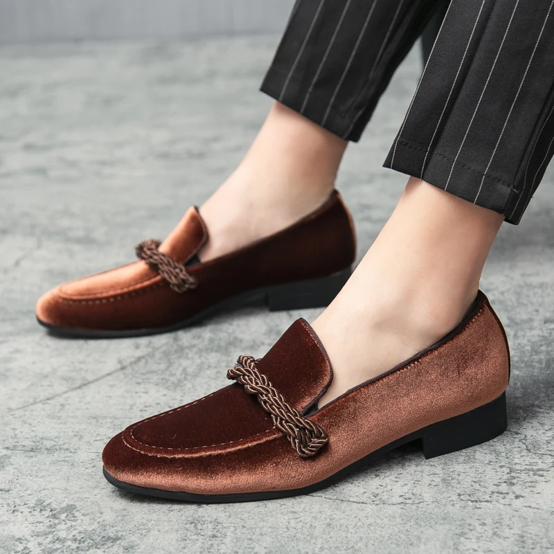 Autumn New Men's Flat Shoes Soft Sole Comfortable Loafers Men's Reversed Fleece Leather Shoes Trend Green Casual Shoes