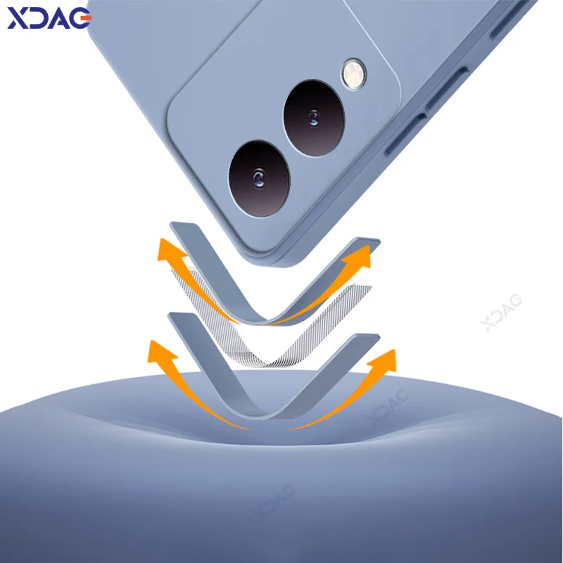 Luxury Dual Layer Cellphone Case with Full Camera Protection - Fashionable Soft Square Liquid Silicone Armor