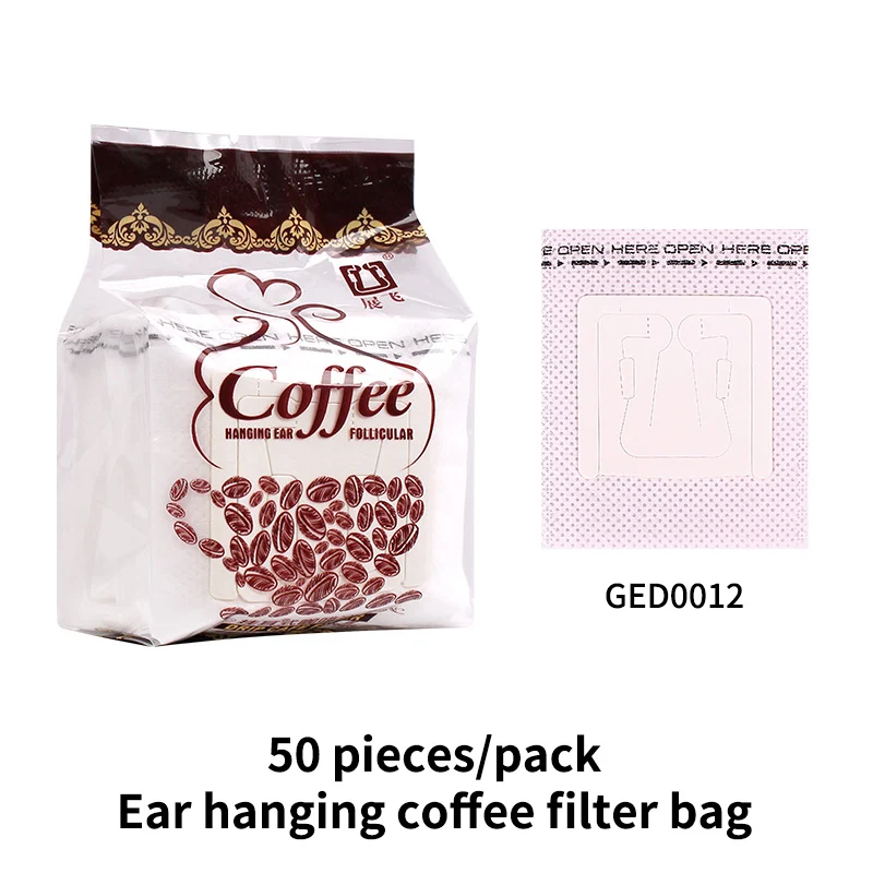 50 pieces/bag Hanging Ear Drip Coffee Filter Paper Bag Eco-friendly Material Drip Type Portable Coffee Paper Filter