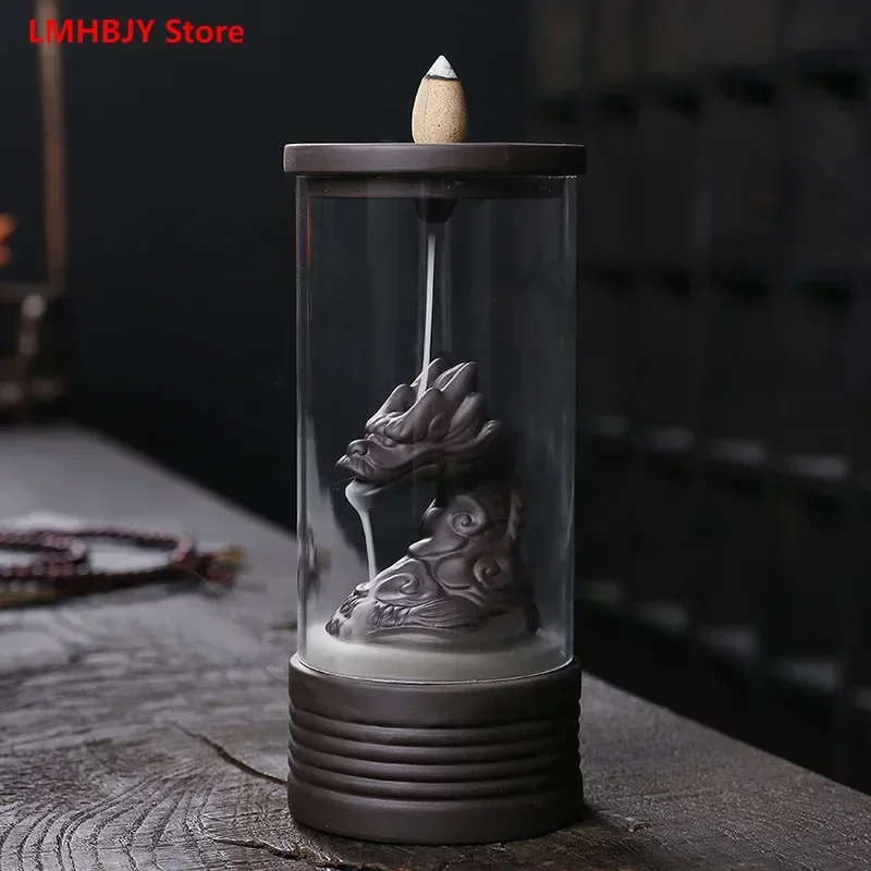 

Purple Sand Backflow Incense Burner Home Accessories Ornaments Crafts Creative Wind Shield Dragon Backflow Incense Burner.