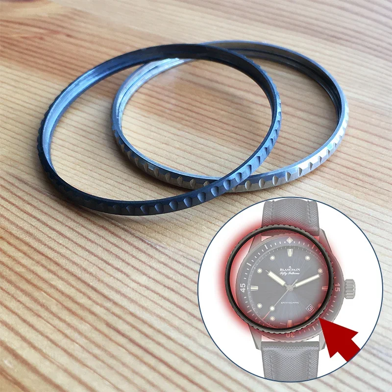 Lunetta In Ceramica Scanalata Con Denti Per Fancpain Fifty Fathoms Bathyscaphe 5000 Orologio Da Uomo