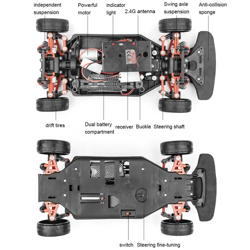 1:10 4wd 70km/h Haute vitesse Drift Rc Voiture Amortisseur Anti-collision  Off-road Racing Télécommande Car Toys For Children Gifts