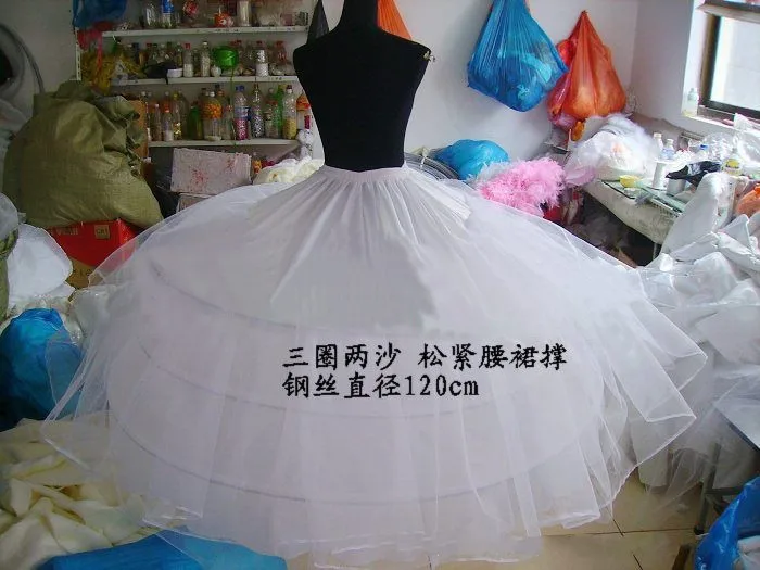 Fast Shipping White/Black 3 Hoops 2 Layers Tulle Petticoat Crinoline Slip Underskirt For Wedding Dress Bridal Gown In Stock