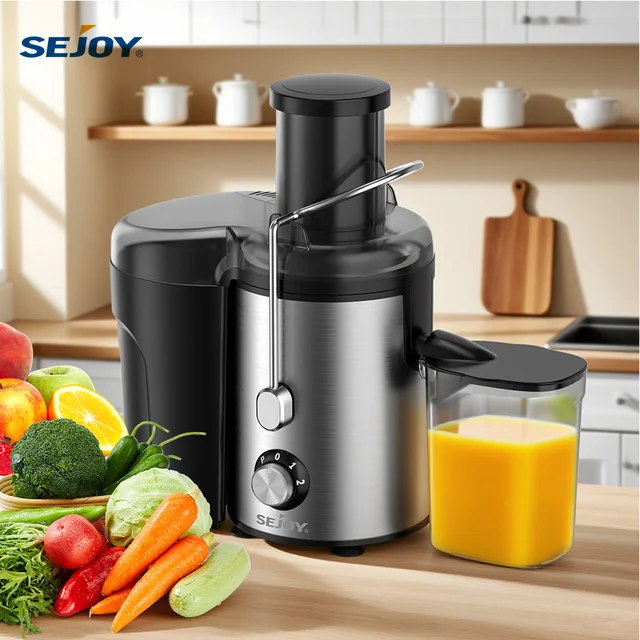 Extracteur de jus compact Sejoy, machine à jus, multiples dispositifs de sécurité, fonctionnement centrifuge, vitesse réglable 1
