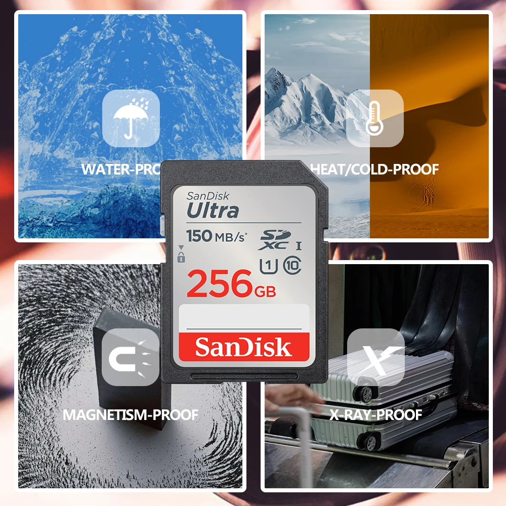 SanDisk 울트라 SD 카드 UHS-I 메모리 카드, 풀 HD 비디오, C10 SDHC SDXC 카드 리더, 카메라 노트북용 USB 3.0 고속 카드 포함