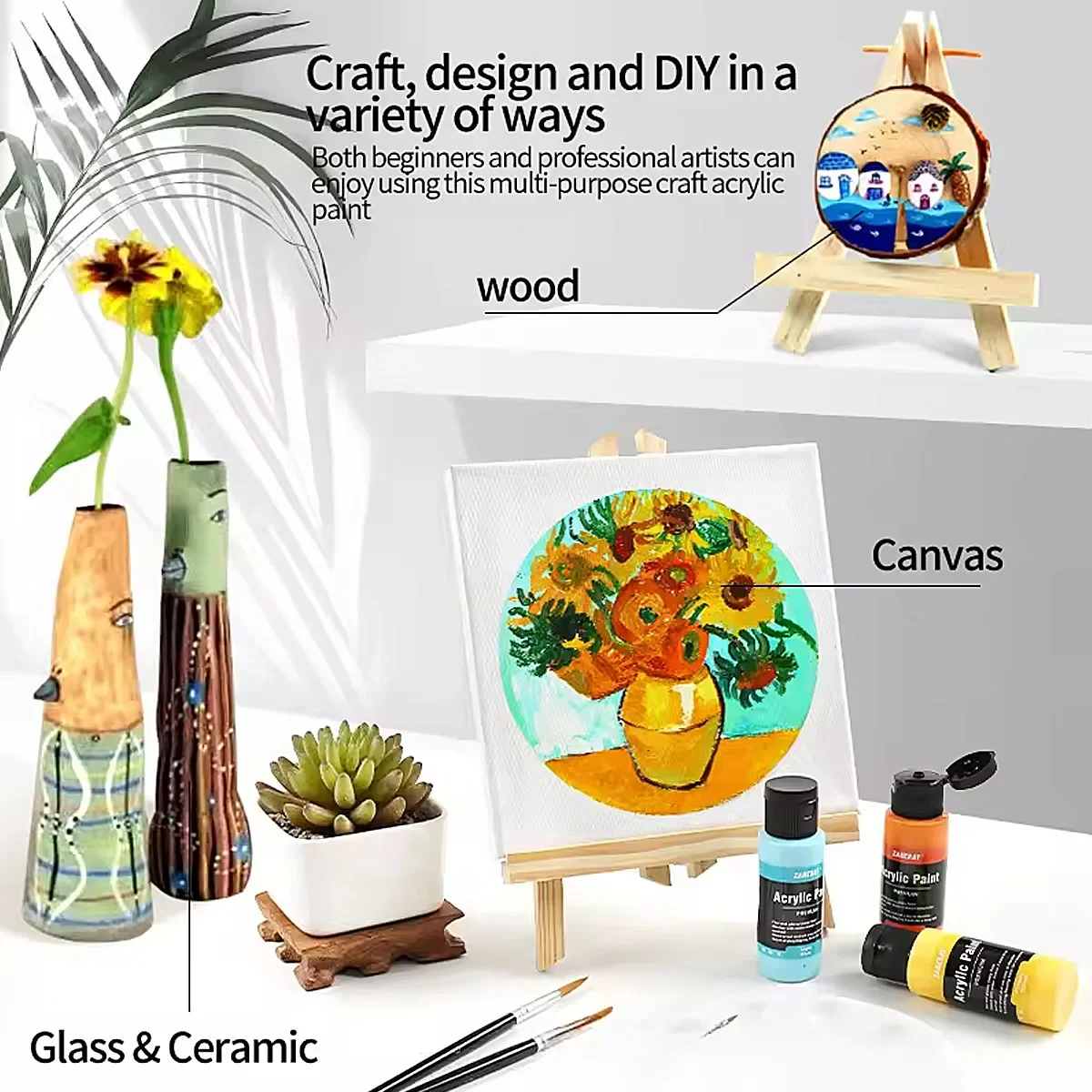 24 Colors 60ML Acrylic Paint Set Student Art DIY Graffiti Hand Drawn Professional Art Spray Painting Creative Painting Project - 2