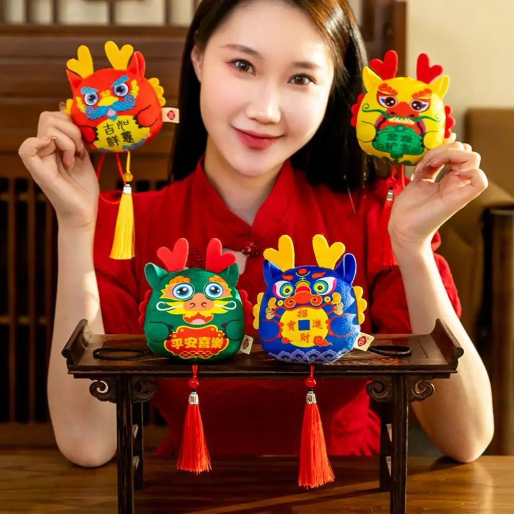 

Cartootn Dragon Mascot Doll Dragon Mascot Stuffed Plush Hanging Pendants Festive Year of Dragon Ornament for Car Home Spring