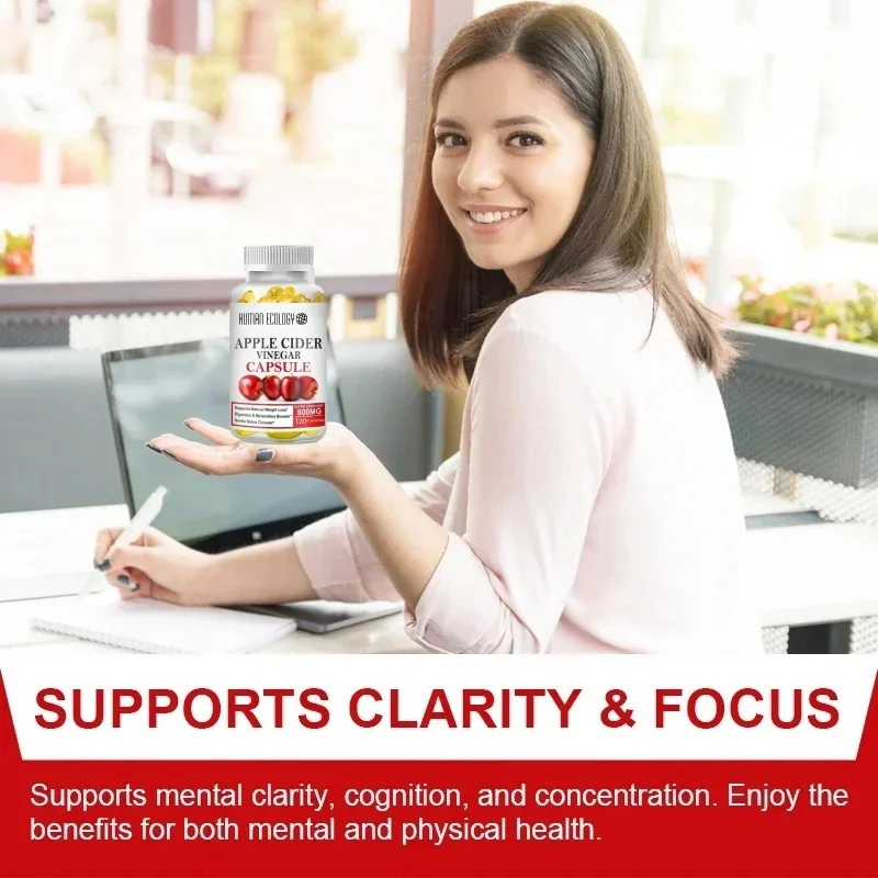 Organic Apple Cider Vinegar Capsules Healthy Weight Management Digestion Detox Immune Soothes Gas Bloating Food