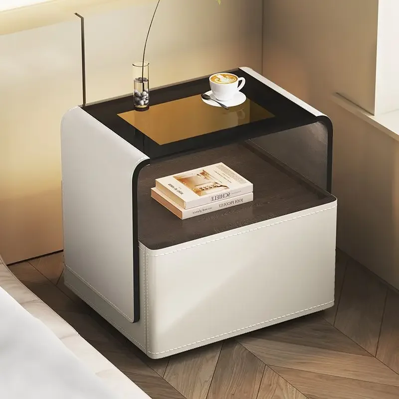 Solid Wood Bedroom Bedside Table Bedside Table Living Room Sofa Sensor Lamp Storage Storage Cabinet Side Cabinets