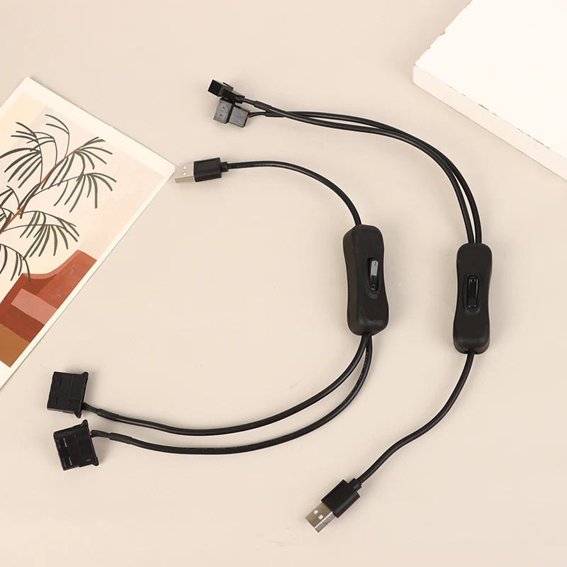 

1Pc 1 To 2 4 Pin USB Cable 12V To 5V Computer Case Fan Power Supply Fan Power Switch Adapter Cable With On Off Switch