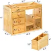 Bamboo Makeup Organizer with 3 Drawers & 12-Grid Lipstick Holder, Desk Bamboo Vanity Jewelry Organizer 2