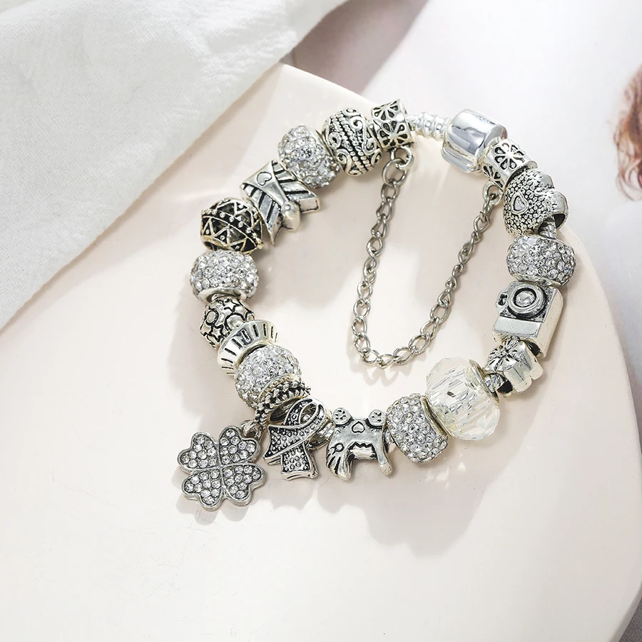 Bracelet Jewelry Dinglly Beads Lucky Charm Bracelets For Women Original Streamer Crystal Beaded Bangle Fashion Gifts