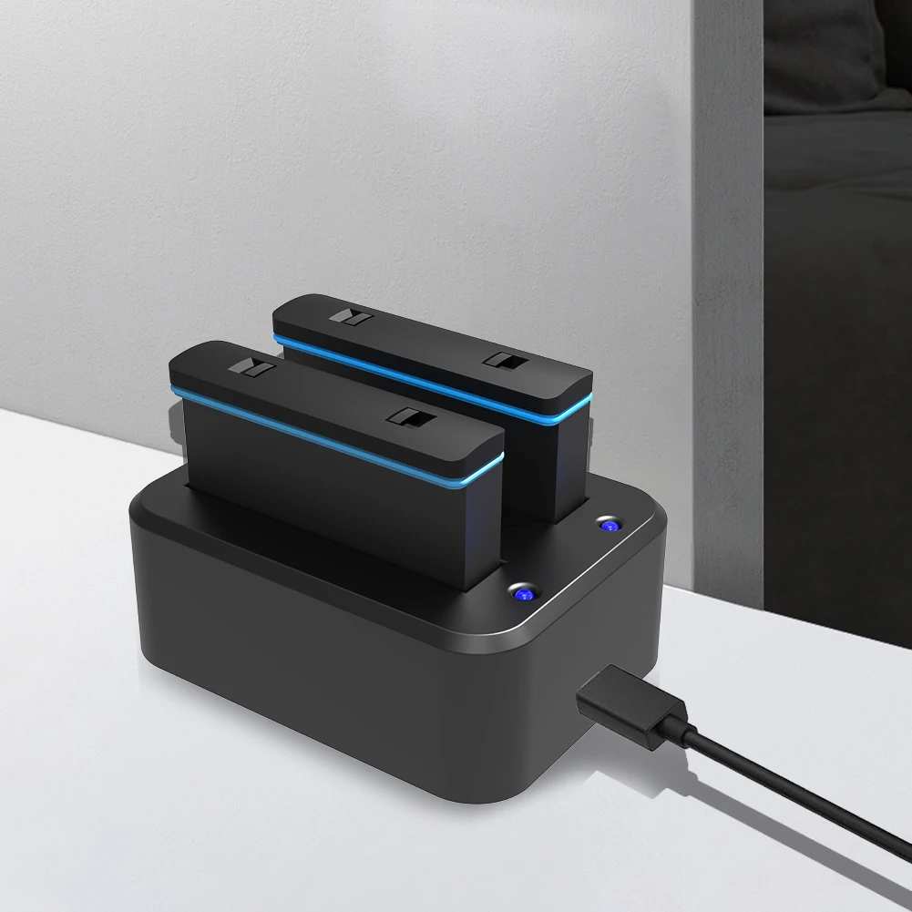 USB C 타입 휴대용 플라스틱 배터리 충전기 허브, Insta360 X3 용 표시기 카메라 액세서리 포함, 5V 3A 2 슬롯